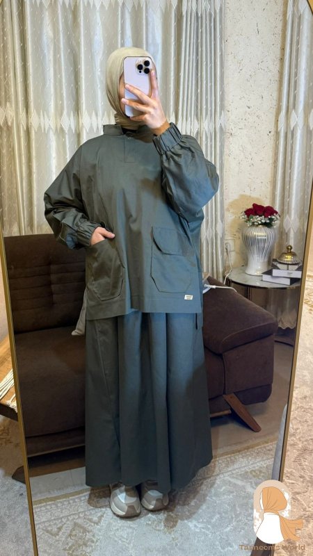 طقم اية قطعتين قماش ترانشكوت بلبس لحد طول 172  سم ووزن 90 كيلو